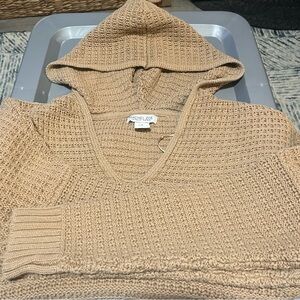 Rachel Zoe Women's Beige V-Neck Hooded Sweater